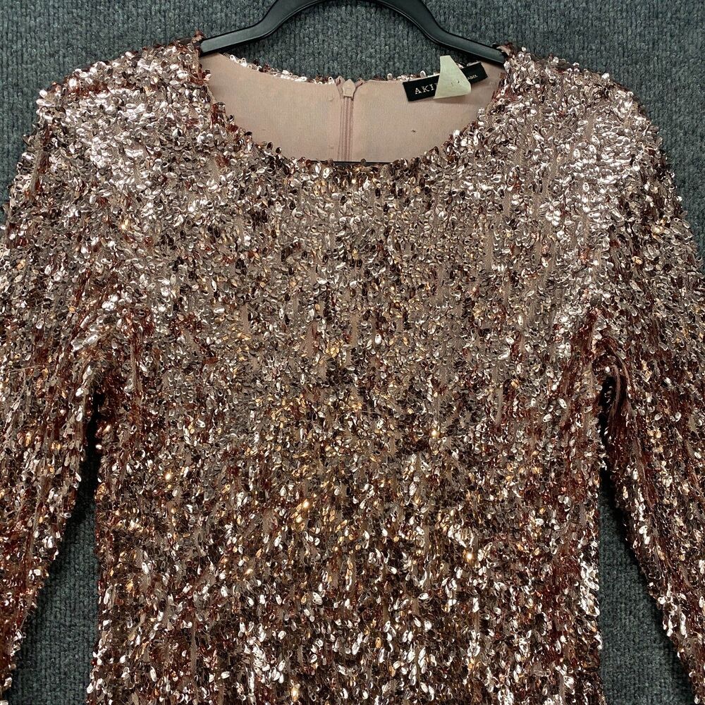Akira Dress Women L Pink Sequin Embellished Shimmer Evening Mini Cocktail Prom - Picture 2 of 8